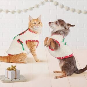 Faux Shearling Zipper with‎ Trim Fleece Dog Vest Wondershop Cream Size Small NEW